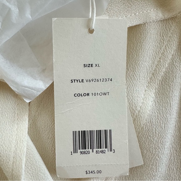 Vince Tie Neck Sleeveless 100% Silk Blouse in Off-White | XL | NWT - Picture 13 of 16